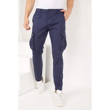 Lacivert Gabardin Kargo Pantolon