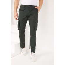 Koyu Yeşil Gabardin Kargo Pantolon