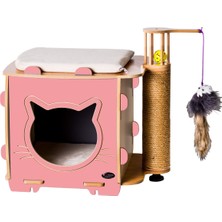Feyza Design Renkli Tırmalamalı Kedi Evi, Konforlu ve Eğlenceli Tasarım