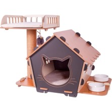 Feyza Design Yumuşak ve Konforlu Çok Fonksiyonlu Kedi Evi Yataklı Gri