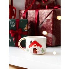 Yeni Yıl Temalı Ev Figürlü El Yapımı Seramik Kupa