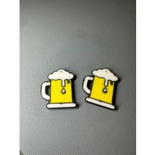 ADA 3D Köpüklü Bira Bardağı Küpe Çifti - Eğlenceli Tasarımlı Sarı ve Beyaz Renkli Ilginç Aksesuar