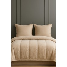 Pomelo Home Bej %100 Pamuk Çift Kişilik Uyku Seti | Yorgan + 2 Yastık Kılıfı + Lastikli Çarşaf