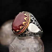 Mem Güney Silver Akik Taşlı Özel Tasarım 925 Ayar Gümüş Erkek Yüzük