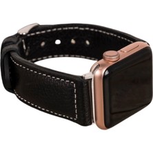 Mercansa Apple Watch Uyumlu Deri Kordon 42-44-45MM Nm4-As1 Siyah