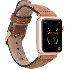 Mercansa Apple Watch Uyumlu Deri Kordon 42-44-45MM G19 Taba