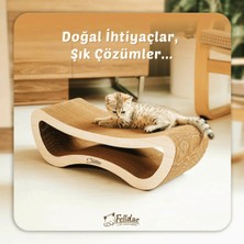 Feyza Design Yatay Kedi Tırmalama Kanepesi, Oluklu Mukavva, Bej Ahşap, Orta Boy (59X20X24CM)