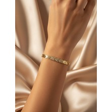 Toka Delisi Gold Taşlı Balık Sırtı Bileklik
