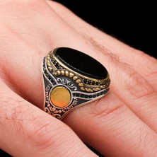 Mem Güney Silver Siyah Oniks Taşlı 925 Ayar Gümüş Erkek Yüzük