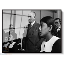 Tablonhazır Çerçeveli Yatay Cam Tablo Salon Duvar Tablosu Yatay Cam Ataturk Sinifta Ofis Tablosu