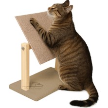 Feyza Design Portatif Ahşap Tırmalama Halısı, Hareketli Panel ve Peluşlu, 2 Renk