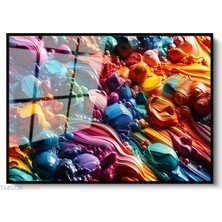 Tablonhazır Çerçeveli Yatay Cam Tablo Salon Duvar Tablosu Yatay Cam Soyutrenksanati6 Ofis Tablosu