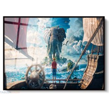 Tablonhazır Çerçeveli Yatay Cam Tablo Salon Duvar Tablosu Yatay Cam One Piece Luffy Ofis Tablosu