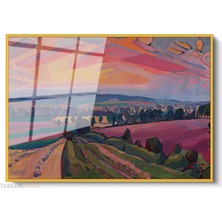 Tablonhazır Çerçeveli Yatay Cam Tablo Salon Duvar Tablosu Yatay Cam Soyutmanzara4 Yeni Ev Hediyesi Ofis Tablosu