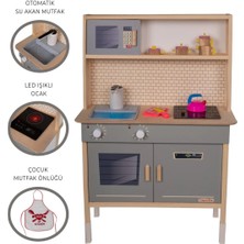 Işıklı ve Su Akıtmalı Ahşap Çocuk Mutfak Seti, Eğlenceli Oyun Deneyimi