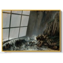 Tablonhazır Çerçeveli Yatay Cam Tablo Salon Duvar Tablosu Yatay Cam Firtinalideniz Ofis Tablosu