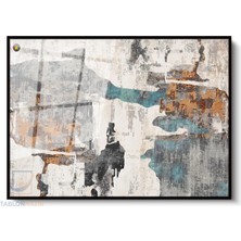 Tablonhazır Çerçeveli Yatay Cam Tablo Salon Duvar Tablosu Yatay Cam Soyut Renkler 45 Ofis Tablosu