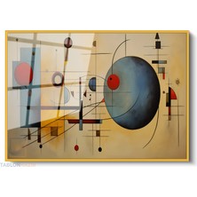 Tablonhazır Çerçeveli Yatay Cam Tablo Salon Duvar Tablosu Yatay Cam Geometrik Soyut Ofis Tablosu