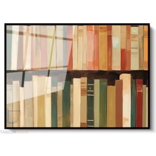 Tablonhazır Çerçeveli Yatay Cam Tablo Salon Duvar Tablosu Yatay Cam Kitaplıktakikitaplar Ofis Tablosu