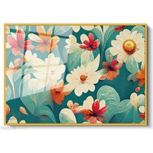 Tablonhazır Çerçeveli Yatay Cam Tablo Salon Duvar Tablosu Yatay Cam Renklicicekler1 Ofis Tablosu