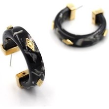 Royaleks Kemik Halka Küpe - Siyah