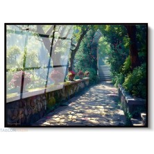 Tablonhazır Çerçeveli Yatay Cam Tablo Salon Duvar Tablosu Yatay Cam Manzara Yol Yeni Ev Hediyesi Ofis Tablosu