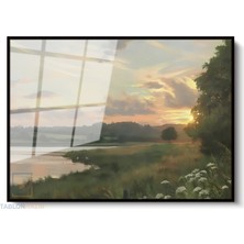 Tablonhazır Çerçeveli Yatay Cam Tablo Salon Duvar Tablosu Yatay Cam Vintagegolmanzarasi Ofis Tablosu