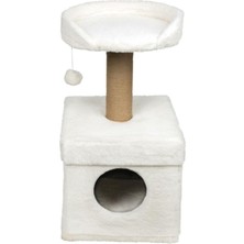 Feyza Design Beyaz 39X39X72 cm Kedi Oyun Evi ve Tırmalama Platformu