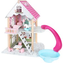 Ahşap Kaydıraklı Oyun Evi Kız Çocukları Için Eğitici ve Eğlenceli Set
