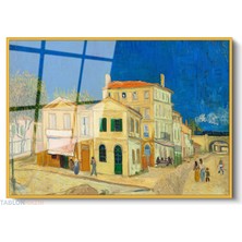 Tablonhazır Çerçeveli Yatay Cam Tablo Salon Duvar Tablosu Yatay Cam Klasik Ressam Kasaba Ofis Tablosu