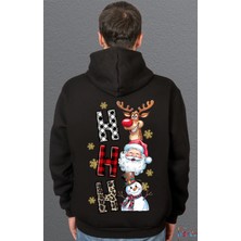 Bumeta Yılbaşı Hoodie Ho Ho Ho Noel Geyik Santa Kardan Adam Baskılı Sweatshirt Unisex Kapüşonlu Hoodie