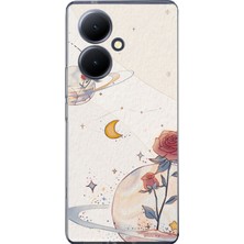TechTree Vivo V29 Lite 5g Uyumlu Gezegen, Yıldız ve Gül Baskılı Silikon Kılıf