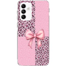 TechTree Samsung Galaxy A05S Uyumlu Pembe Leopar Desenli ve Kurdele Baskılı Silikon Kılıf