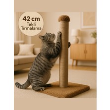 Feyza Design Yumuşak Peluş Dokuma Kedi Tırmalama Tahtası 42 Cm, Doğal Jüt Halatlı
