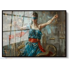 Tablonhazır Çerçeveli Yatay Cam Tablo Salon Duvar Tablosu Yatay Cam Hukuk Tablosu Kilic Ofis Tablosu