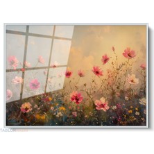 Tablonhazır Çerçeveli Yatay Cam Tablo Salon Duvar Tablosu Yatay Cam CICEKBAHCESI33 Ofis Tablosu