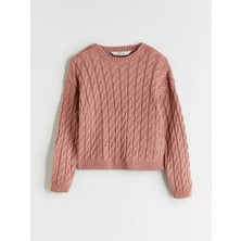 LC Waikiki Lcw Eco Pembe Bisiklet Yaka Kız Çocuk Triko Kazak