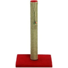 Feyza Design 80CM Ahşap Yuvarlak Kedi Tırmalama Direği, Kırmızı
