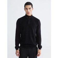 LC Waikiki Xsıde Siyah Dik Yaka Erkek Triko Kazak