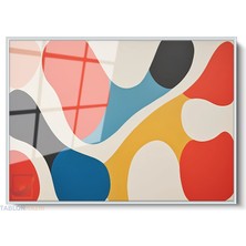 Tablonhazır Çerçeveli Yatay Cam Tablo Salon Duvar Tablosu Yatay Cam Soyut Desen Renkler Ofis Tablosu