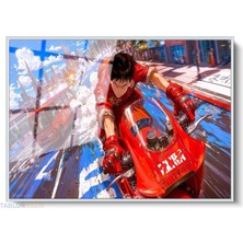 Tablonhazır Çerçeveli Yatay Cam Tablo Salon Duvar Tablosu Yatay Cam Anime Motorsiklet Ofis Tablosu
