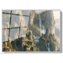 Tablonhazır Çerçeveli Yatay Cam Tablo Salon Duvar Tablosu Yatay Cam Daglardaki Satolar Ofis Tablosu