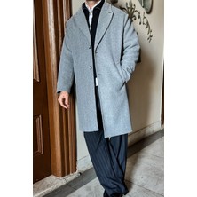 Livio Ferri Erkek Regular Fit Düğmeli Cepli Kışlık Astarlı Klasik Uzun Kaşe Kaban