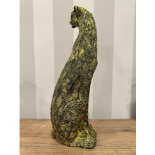 İki Cadı Tasarım Altın Renkli Şık ve Dekoratif Leopar Heykeli, Biblo, Dekoratif Obje