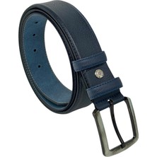 Lacivert Suni Deri 4 Cm. Genişlik Damar Desenli Model Klasik Erkek Kemer // 7400-47