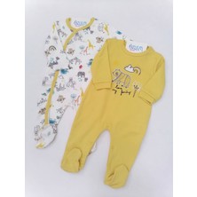 Anne ve Yavrular Sarı 2'li Bebek Tulum 3-6 Ay