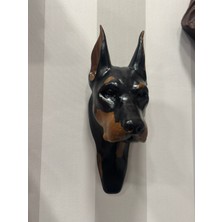 İki Cadı Tasarım Parlak Siyah Doberman, Köpek Duvar Dekorasyon Ürünü, Dekoratif Duvar Objesi