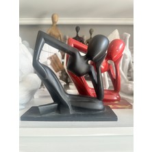 İki Cadı Tasarım Rodin Kırmızı - Siyah Biblo, Heykel, Obje, Dekoratif Objeler , Şık Sunumlar