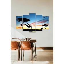 Mbb E-Ticaret Zürafa ve Fil 5 Parçalı Mdf Tablo