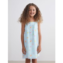 Lc Waikiki Yeni Sezon Kare Yaka Kız Çocuk Poplin Elbise